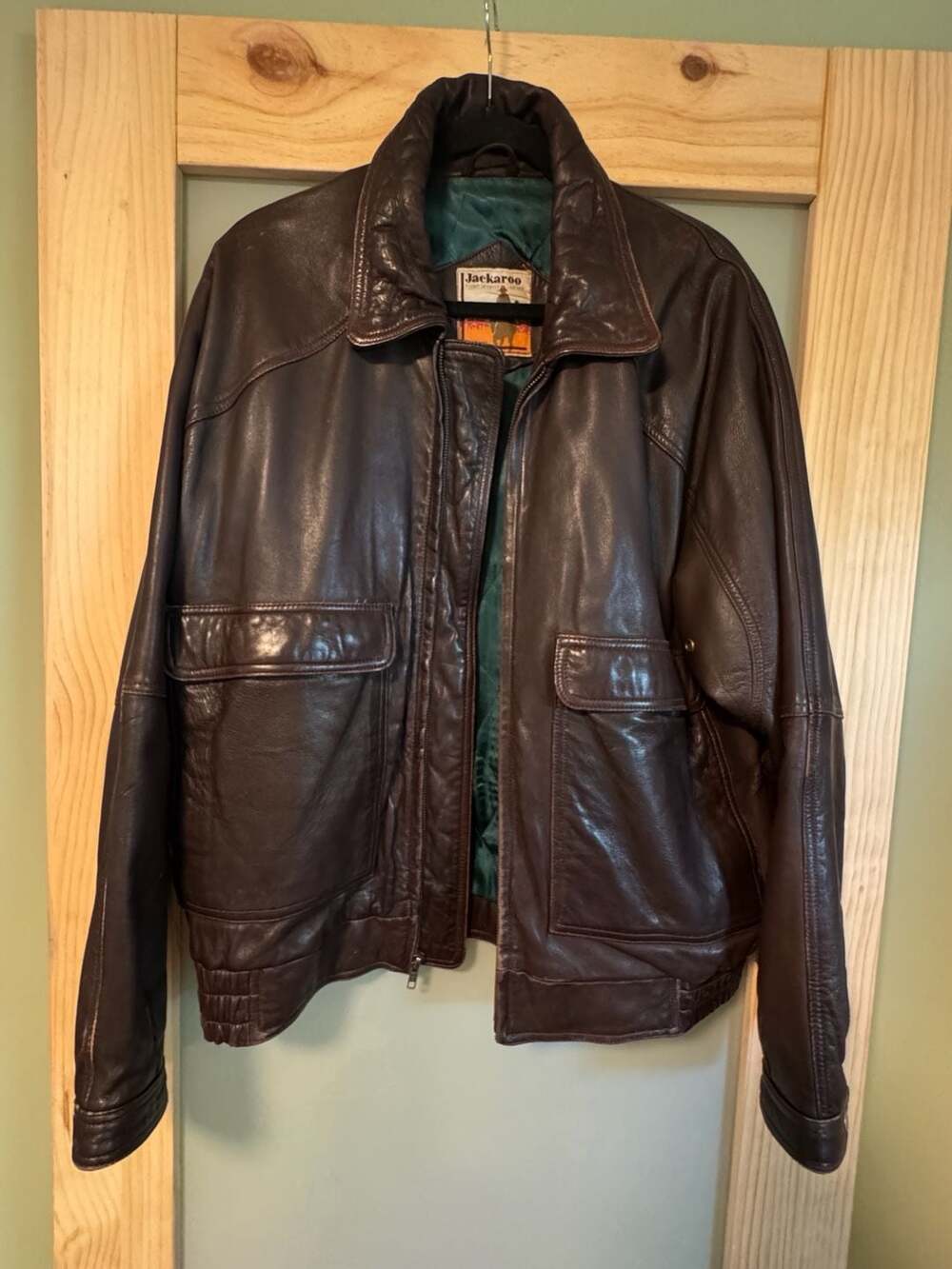 Vintage Jackaroo Lambskin Leather Bomber Jacket Brown 90s Grunge